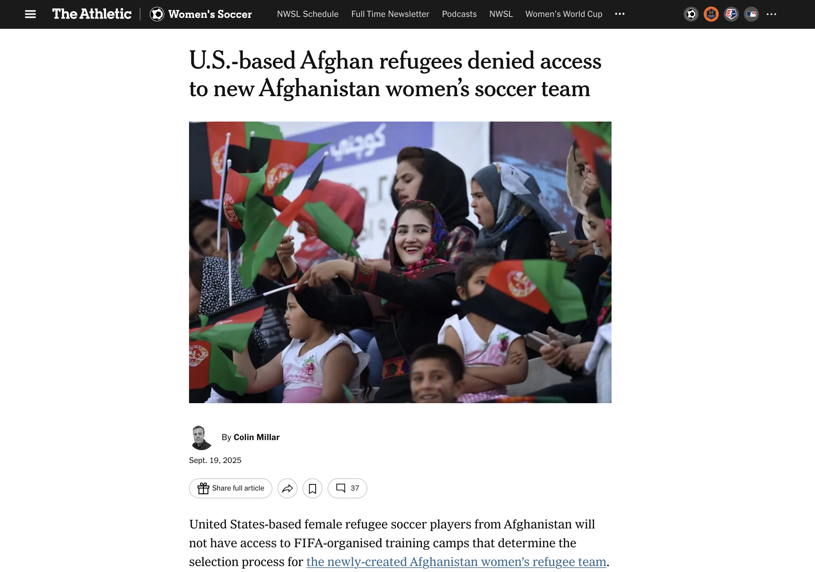U.S.-based Afghan refugees denied access to new Afghanistan women's soccer team